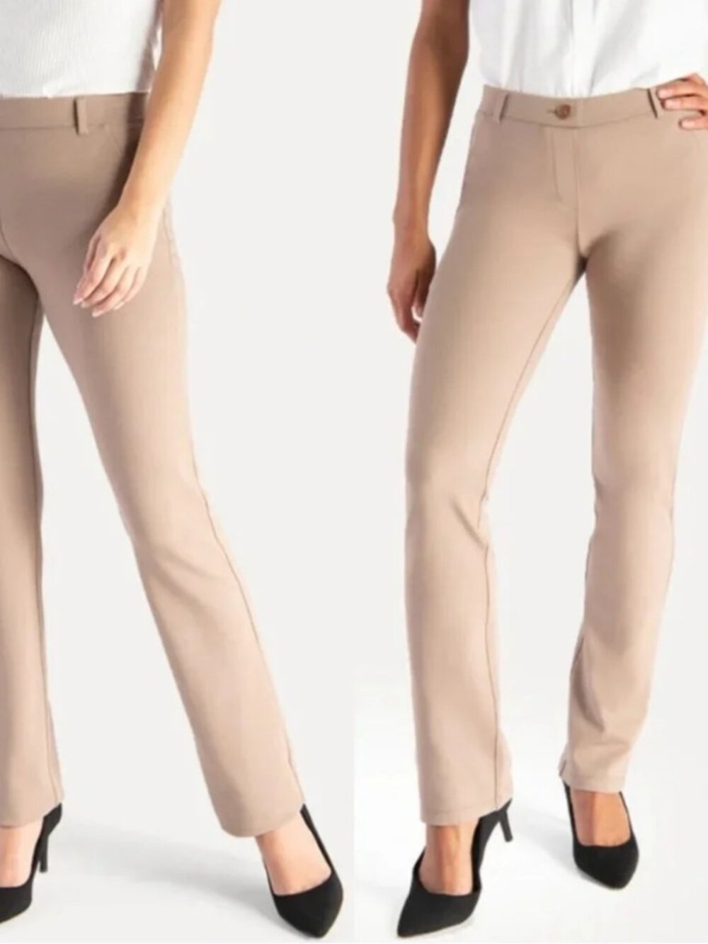 New Betabrand Khaki Twill Bootcut Dress Pant Yoga Pants XSmall